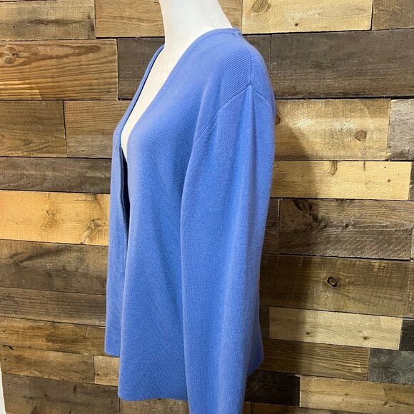 Lands End Light Blue Cardigan Sweater, Large 14-16 zipper pull/slider missing - Picture 2 of 10